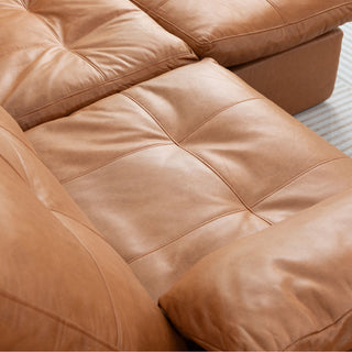 L - Shaped Modular 2 Seater Sofa With Movable Ottoman And High Density Sponge Cushions For Living Room