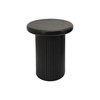 Fluted Cylinder Side Tables, Round End Tables For Living Room (Set of 2) - Black