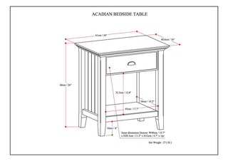 Acadian - Bedside Table, Handcrafted