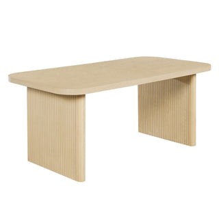 5 Piece Indoor Dining Set With Fluted Table & Chairs - Khaki / Light Oak / Natural