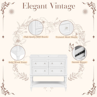 Bathroom Vanity Cabinet With Undermount Sink, 4 Drawer Set