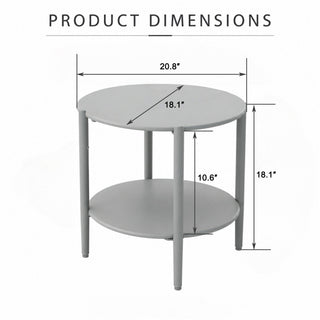 Round Outdoor Coffee Table With Shelf For Garden - Gray