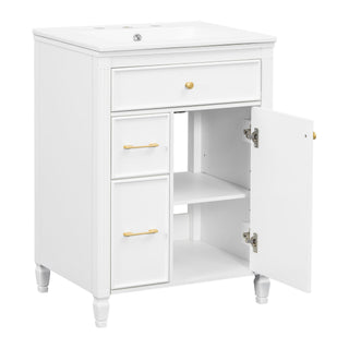 Freestanding Bathroom Vanity With Sink, Soft Close Door, Tip Out Drawer
