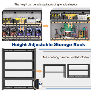 Garage Storage Rack, 5 Layer Adjustable Shelving Unit For Warehouse - Black