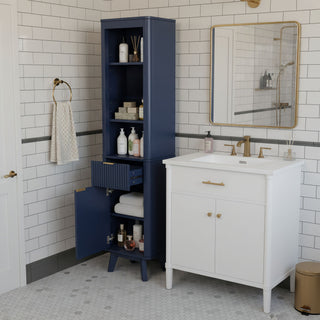 Tall Bathroom Storage Cabinet With Adjustable Shelves And 1 Drawer & Door