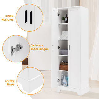 Storage Cabinet With Adjustable Shelves, 2 Doors, Rectangle Design For Bathroom