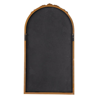 Hand Carved Rose Antique Mirror Frame, Wood Arch Mirror Wall Decor For Living Room