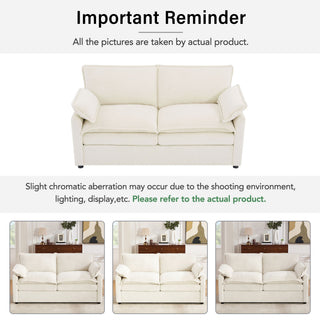 Modern Loveseat Sofa, Upholstered Couch With Side Storage Pockets