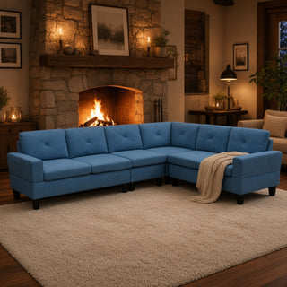 Modular L - Shaped Sectional Sofa 6 Seater 4 Piece Couch With Chaise