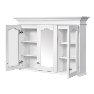 Medicine Cabinet With Mirror Door And Adjustable Shelves, Wall-Mounted Bathroom Storage Cabinet - White