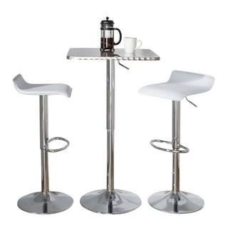 Ale - 3 Piece Bar Set Bistro Square Contemporary Adjustable Oval Footrest