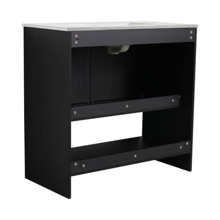 Modern Bathroom Vanity With Ceramic Sink, Freestanding Cabinet, Soft Closing Doors