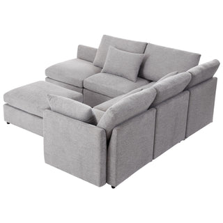 Sectional Sofa Modular U-Shaped With Ottoman & USB Ports