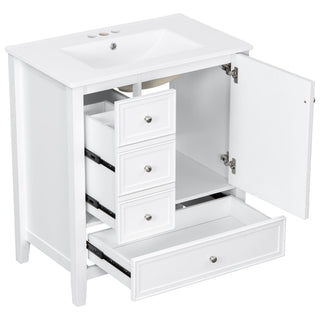 Modern Bathroom Vanity With Sink, 1 Cabinet & 3 Drawers