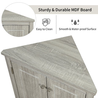 Triangle Bathroom Storage Cabinet With Adjustable Shelves, Freestanding Floor Cabinet - Oak