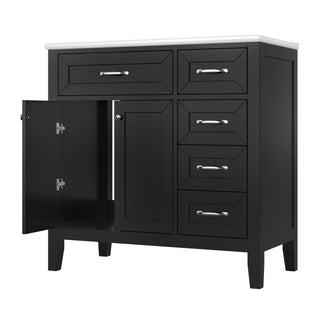 Modern Bathroom Vanity With Sink, Freestanding Design With Drawers And Doors