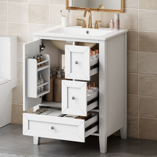 Modern Bathroom Vanity With Sink, Freestanding Cabinet With Drawers And Shelves