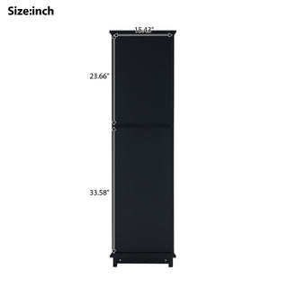 Tall Bathroom Storage Cabinet With Glass Doors, Free-Standing, Two Drawers, And Adjustable Shelves, Board, Painted Perfect For Displaying Your Favorite Items