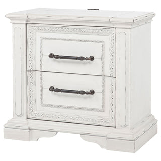 2 Drawer Nightstand With Dual USB Charging Ports - Vintage