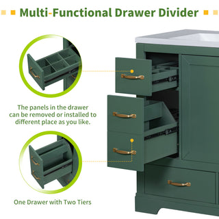 Modern Bathroom Vanity Base Only, 6 Drawer Storage With Adjustable Shelf