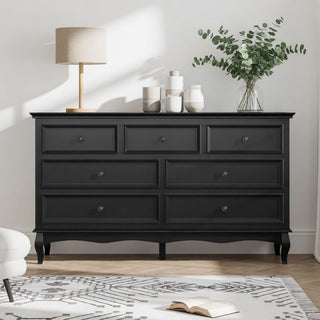 7 Drawer Dresser, Storage Chest - Black