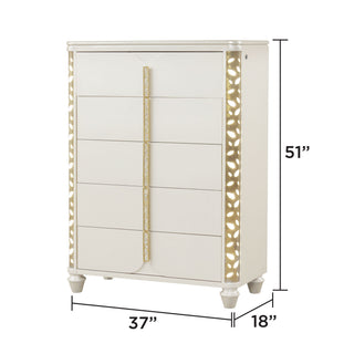 Cinderella - Chest With LED Accents And 5 Storage Drawers - Beige