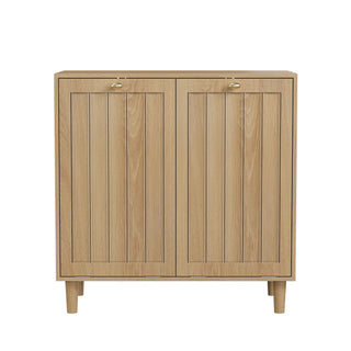 Sloping Laundry Basket With Removable Inner Bin, Concealed Storage Cabinet For Bathroom - Oak