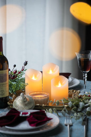 Flickering LED Candles With Remote Timer (Set of 3) - Ivory