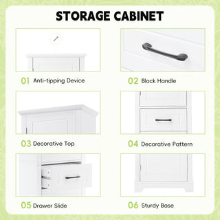 Tall Freestanding Bathroom Storage Cabinet With 2 Doors And Adjustable Shelves
