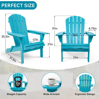 Lounge Patio Chair For Garden Outdoor Folding Embossed Adirondack - Turquoise Blue