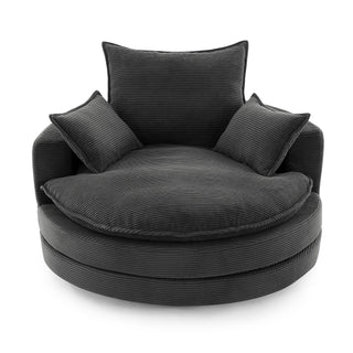 360° Swivel Accent Barrel Chair With Dual Layer Cushion And 3 Removable Pillows