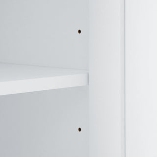 Tall Freestanding Bathroom Storage Cabinet With Adjustable Shelves And Side Hooks