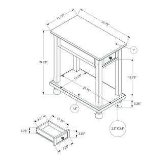 Accent End Table, Storage Drawer, Traditional - Espresso