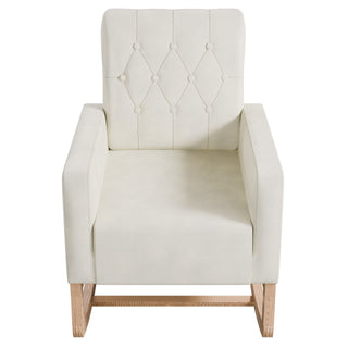 Rocker Chair With Tufted Back - Beige / Ivory