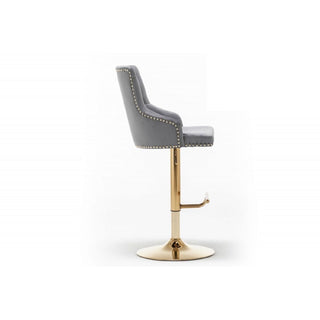 Adjustable Swivel Bar Stool With Nailhead Trim (Set of 2)
