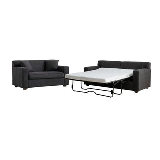 Convertible Sleeper Loveseat & Chair Set With Fold Out Mattress, Loveseat & Chair - Gray