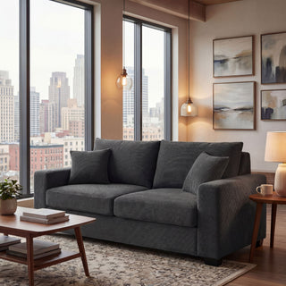 2 Seater Sofa, 2 Throw Pillows For Living Room