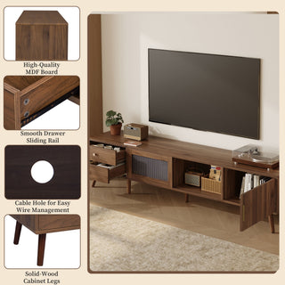 76" TV Stand, Entertainment Center With Storage Cabinets, TV Media Console Table For Living Room - Natural