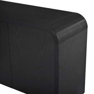 Curved Edge TV Stand With Large Cabinets