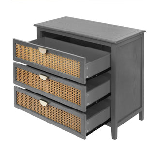 3 Drawer Cabinet, Natural Rattan, American Furniture