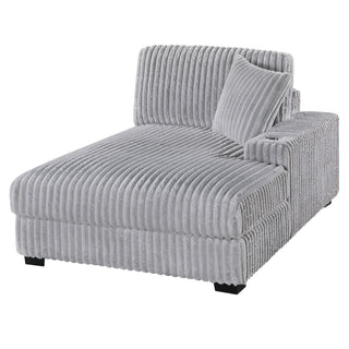 RAF Chaise With Cup Holder Modular Living Room Furniture Pillow - Gray / Mink