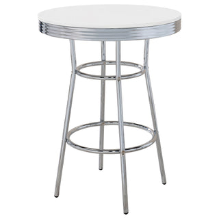 Midge - 3 Piece Round 1950S Bistro Pub Bar Table Set With Upholstery - White