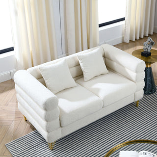 Oversized 2 Seater Sectional Sofa With Deep Seating And 2 Pillows