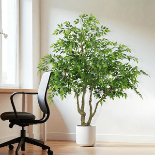 Artificial Banyan Tree With A Trunk And Lifelike Leaves, For Indoor And Outdoor Use - Green