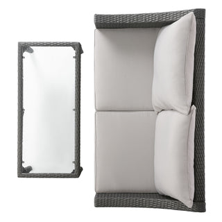 Contemporary Antibes Loveseat & Table Set Outdoor - Gray