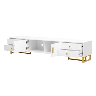 TV Media Console Table, TV Stand With Storage For Living Room - White