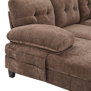 U-Shaped Sectional Sofa 103.5" Fabric Couch With Dual Chaise Lounges, Storage Pockets, Armrest Pillows