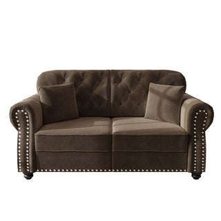 Upholstered Sofa Set With Nailhead Trim And Rolled Armrests, Includes Pillows