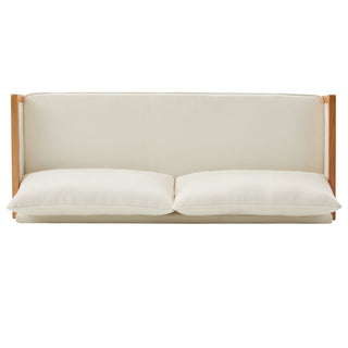 Modern 3 Seater Sofa With Wood Armrests