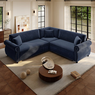 L-Shaped Sofa Couch With Pull-Out Bed